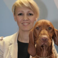 Хендлер Татьяна Дворянчикова и щенок на выставке Евразия 2010